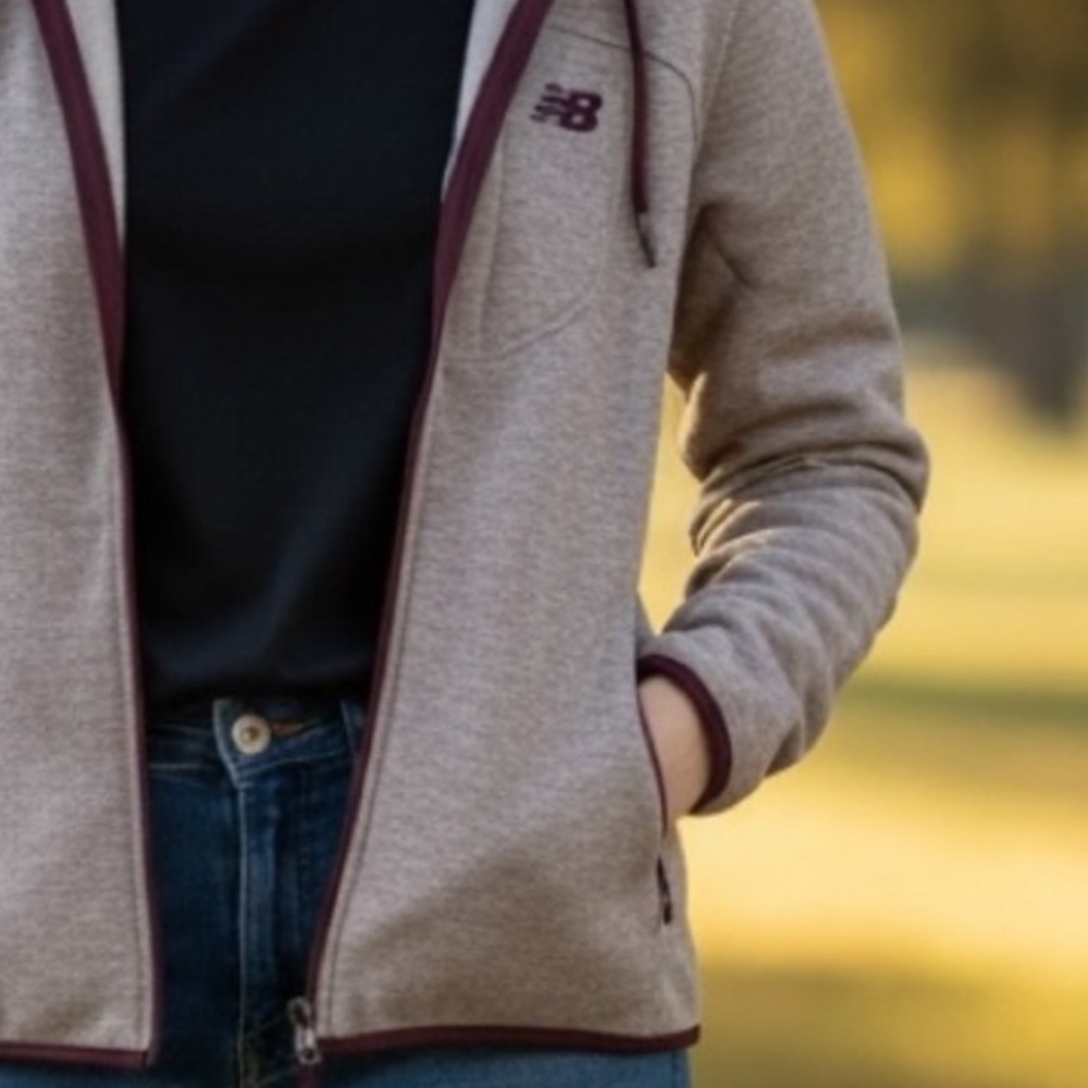 New Balance Melange Cocoa Fleece Full-Zip Hoodie with Chocolate Accents•XL - Picture 10 of 12
